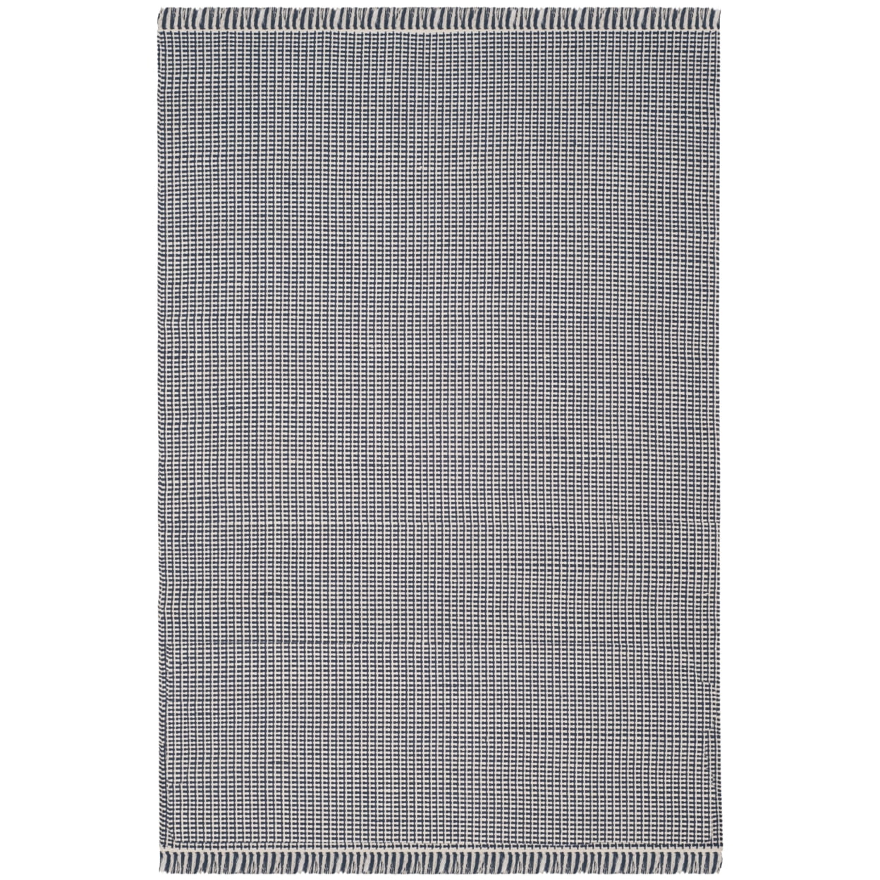 SAFAVIEH Montauk Patton Geometric Cotton Runner Rug, Ivory/Navy, 2'3" x 10'