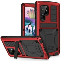 Dteck Case for Samsung Galaxy S23 Ultra,Metal Case with Tempered Screen Protector Military Rugged Heavy Duty Silicone Shockproof Full Body Tough Cover for Galaxy S23 Ultra,Red
