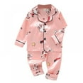 thumbnail image 1 of Autumn Toddler Satin Sleepwear Long-sleeved Pijama Trousers Children Pajamas Suit Cartoon Long Nightwear Kids Home Service, 1 of 9