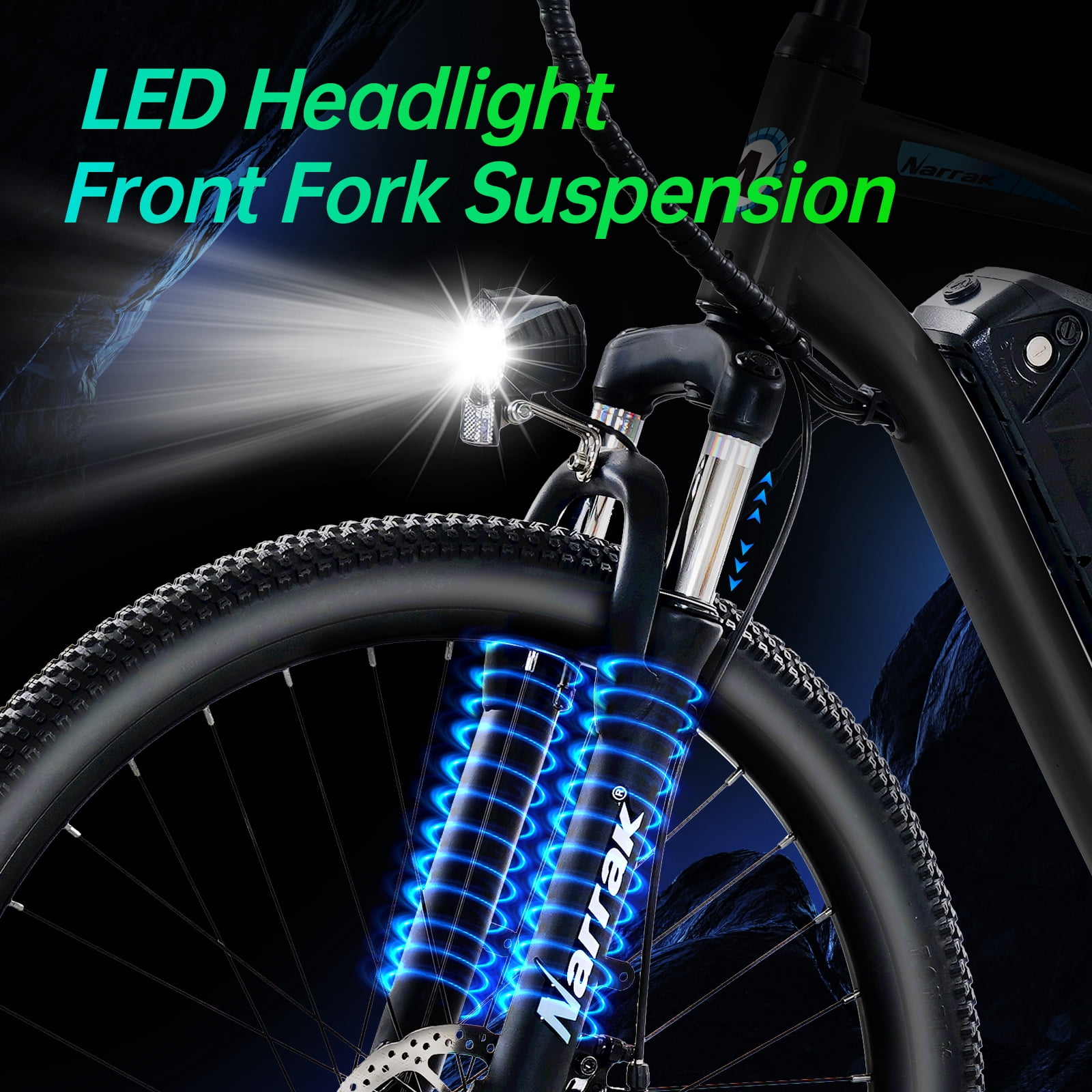 Narrak Electric Mountain Bike for Adults 26" Step-Over Commuting Ebike for Men Women with Peak Power 540W, 374WH Removable Battery, LCD Display, 7 Gears & Front Shock Absorber (Step Over - Black)