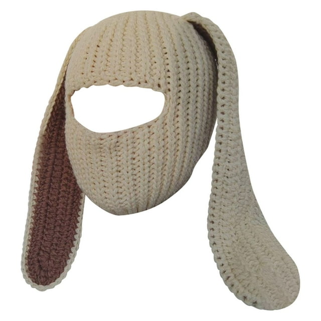 WEAIXIMIUNG Men Gloves Winter Rabbit Ear Hat Autumn and Winter Neck Knitted Hat