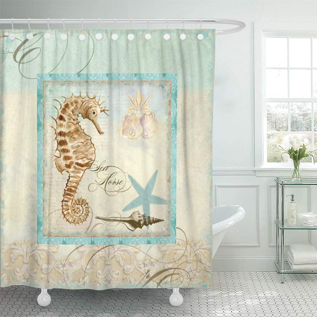 Nautical Shower Curtain set Chains and anchors fish in ocean Bathroom Curtain 