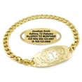 thumbnail image 1 of MedicEngraved Yellow Gold Stainless Steel Custom Medical Alert Bracelet - 5mm Curb Link, 1 of 7