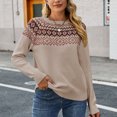 thumbnail image 2 of IROINNID Reduced Womens Sweater Round Neckline Pullover Sweater Print Leisure Short Length Long Sleeve Retro Knitting Sweater, 2 of 6