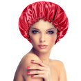 thumbnail image 1 of Satin Bonnet Sleeping Cap Double Layer Elasticated Trim Soft Night Hat for Woman, 1 of 3
