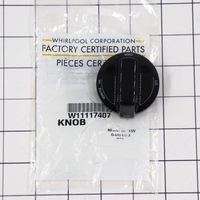 Whirlpool Range/Stove/Oven Control Knob ( Black) W11117407