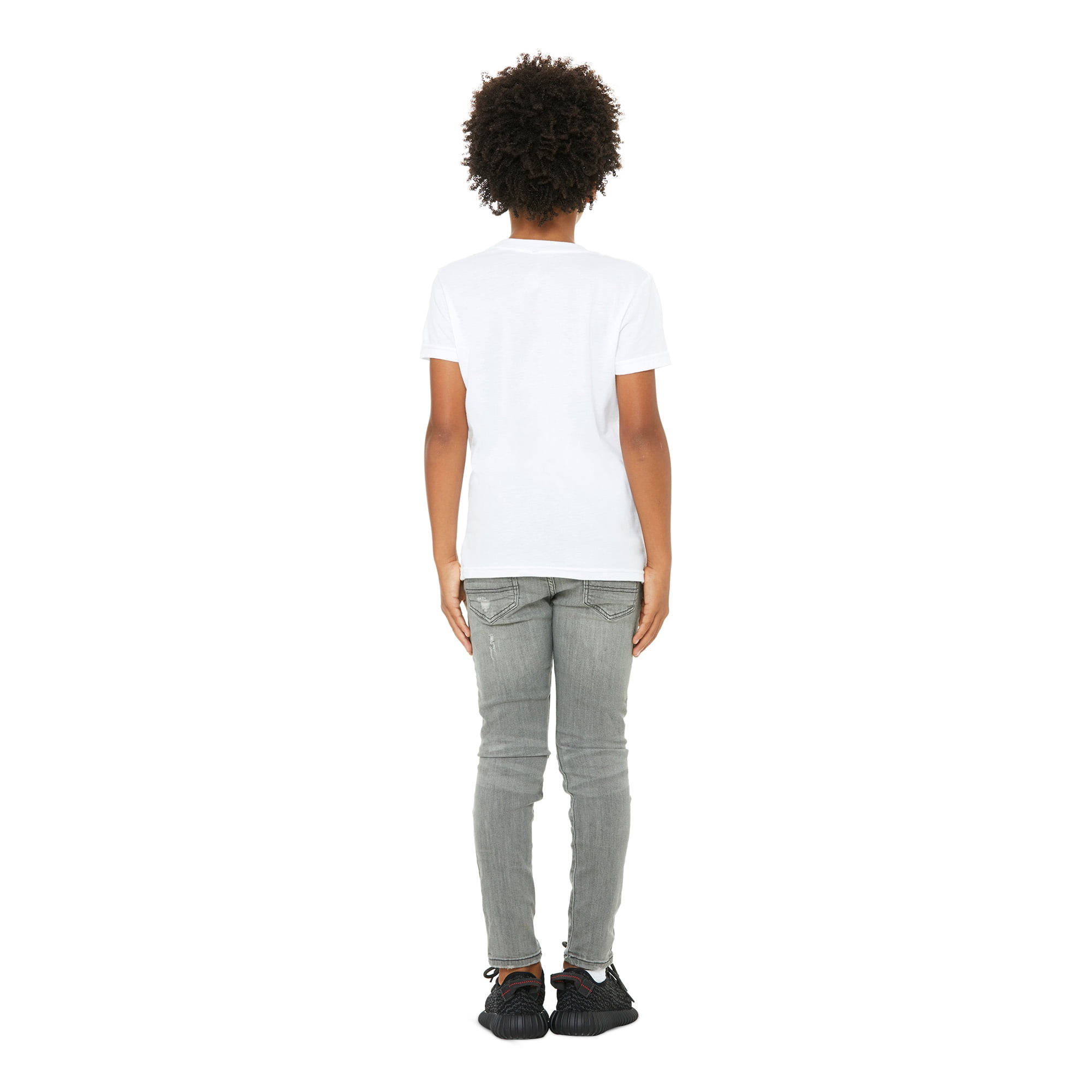 BELLA+CANVAS Youth Unisex Short Sleeve Crew Neck T-Shirt for Crafting, White, Youth Large