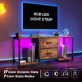 thumbnail image 3 of WSSYzyzf TV Stand for Bedroom with LED Lights Dresser TV Stand with Two Fabric Drawers and Open Storage Shelves, Entertainment Center TV Console with Wood Top for Living Room Rustic Brown, 3 of 17