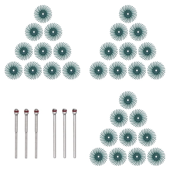 30 Pieces Radial Bristle Disc Set 1" 80 Grit Detail Abrasive Brush Kit with 1/8" 3/32" Shank Mandrels, Green