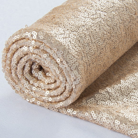 12 Feet 4 Yards Sequin Fabric Champagne Fabric by The Yard Sequin Fabric Tablecloth Linen Sequin Tablecloth Table Runner (Champagne)