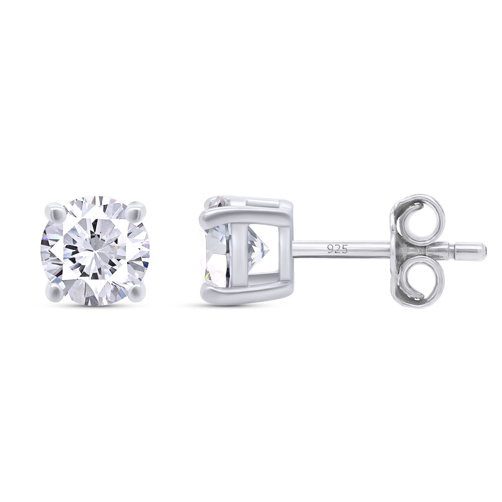 1 Ct Brilliant Round Cut Lab Created Moissanite Diamond Solitaire Stud Earrings 14K White Gold Plated 925 Sterling Silver Friction Back for Women Men