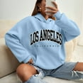 thumbnail image 3 of Los Angeles Hoodies for Women 2025 Fall Winter Long Sleeve Drop Shoulder Hooded Sweatshirt with Pockets Pullover Tops, 3 of 7