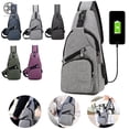 thumbnail image 4 of Luxtrada Men Belt Charging USB Port Chest Bag Fashion Multi-Function Waist Packs (Black), 4 of 8