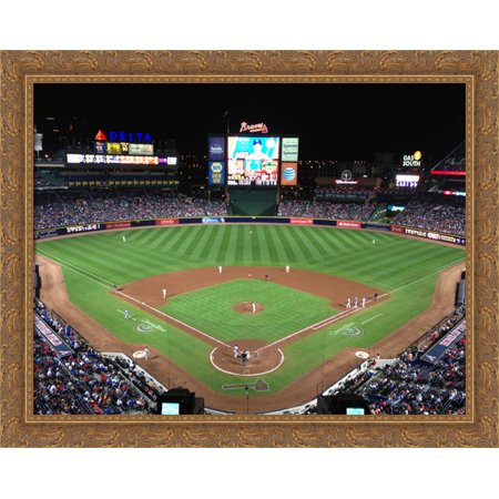 Turner Field 36×28 Large Gold Ornate Wood Framed Canvas Art – Home of the Atlanta Braves