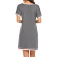 thumbnail image 2 of Womens Upgrade Summer Sleepshirts Short Sleeve Above Knee Length Nightgown Soft Sleeping Loungewear Nightshirts,Round Neck Loose Comfy Pajamas Dress Cotton Sleepwear S-2XL Gray, 2 of 4