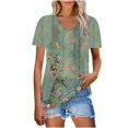 thumbnail image 2 of Summer Tops Viikei Womens Tops Short Sleeve Blouse,Plus Size Tops Clearance under 10.00,Women's New Short-sleeved V-neck Pullover Casual Printed Fashion Top Multicolor L, 2 of 7