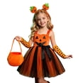 thumbnail image 6 of FYDUU Girls Halloween Pumpkin Outfit Set 4Pcs Sleeveless Tulle Tutu Dress with Pumpkin Headband Arm Sleeves Candy Bag Holiday Party Outfits 3-4 Years, 6 of 9