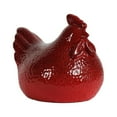 thumbnail image 2 of Ceramic Hen Figurine Small Hammered Gloss Finish Red, 2 of 2