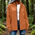 thumbnail image 5 of LEAVINGSUO Rain Jacket Women Waterproof Lightweight Stand Collar Windbreaker Zip Up Elastic Cuffs Casual Jacket Orange L, 5 of 8