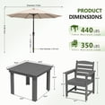 thumbnail image 3 of KINGYES 8-Piece HDPE Outdoor Dining Set for 6, Square Patio Table & Armchairs with Umbrella Hole, All-Weather Patio Dining Set for Backyard, Garden, Lawn & Poolside, Gray, 3 of 8
