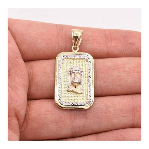 1 1/2" Diamond-Cut Jesus Medallion Pendant Unisex Adult 10K Two-Tone Gold, 3.10 Gr - GOLDUM NYC