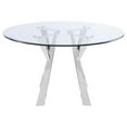thumbnail image 3 of Alaia Round 51-inch Clear Glass Top Dining Table Chrome, 3 of 7