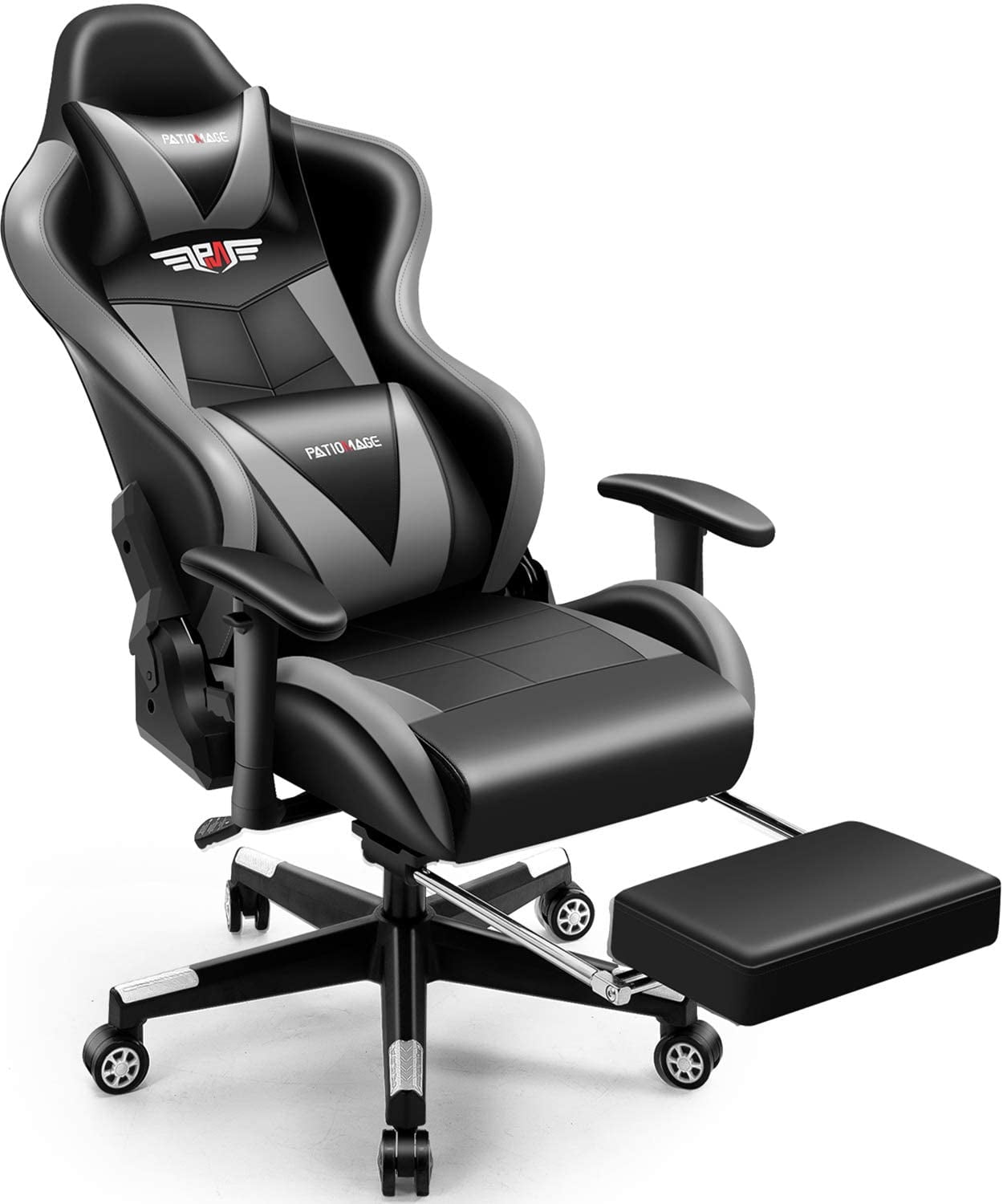 Gaming Chair with Footrest Ergonomic Headrest Lumbar Support
