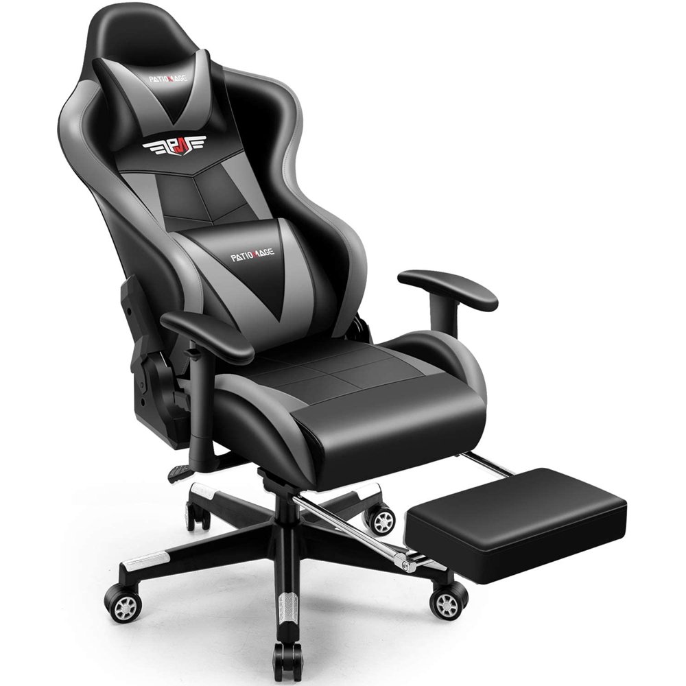 Gaming Chair with Footrest Ergonomic Headrest Lumbar Support
