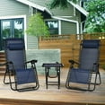 thumbnail image 1 of Gymax 3 Pcs Chaises Longues Sans Fauteuil Inclinable Oreillers Table Pliable Portable Marine, 1 of 10