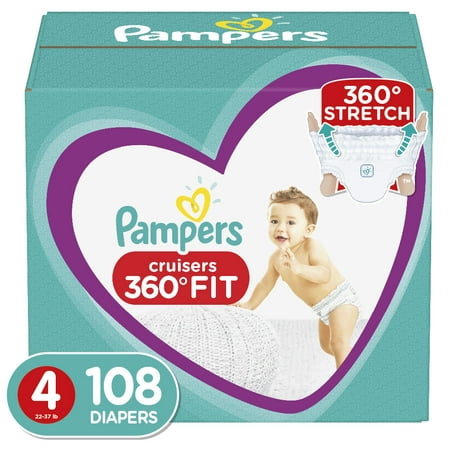 Pampers Cruisers 360 Fit Diapers, Active Comfort, Size 4, 108 Ct