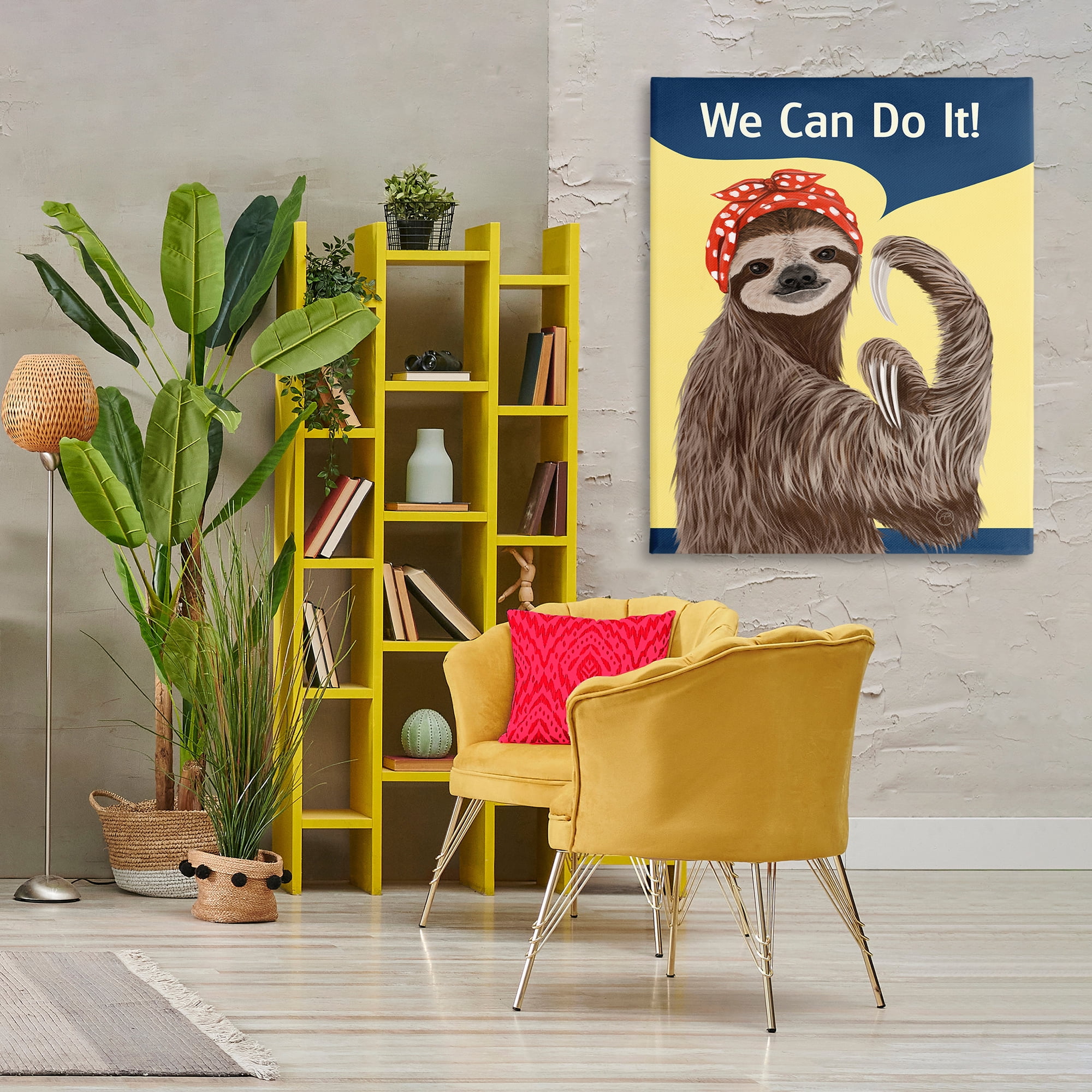 Stupell Industries We Can Classic Sloth Novelty & Humor Painting Wrapped Canvas Art Print Wall Art, 36 x 48