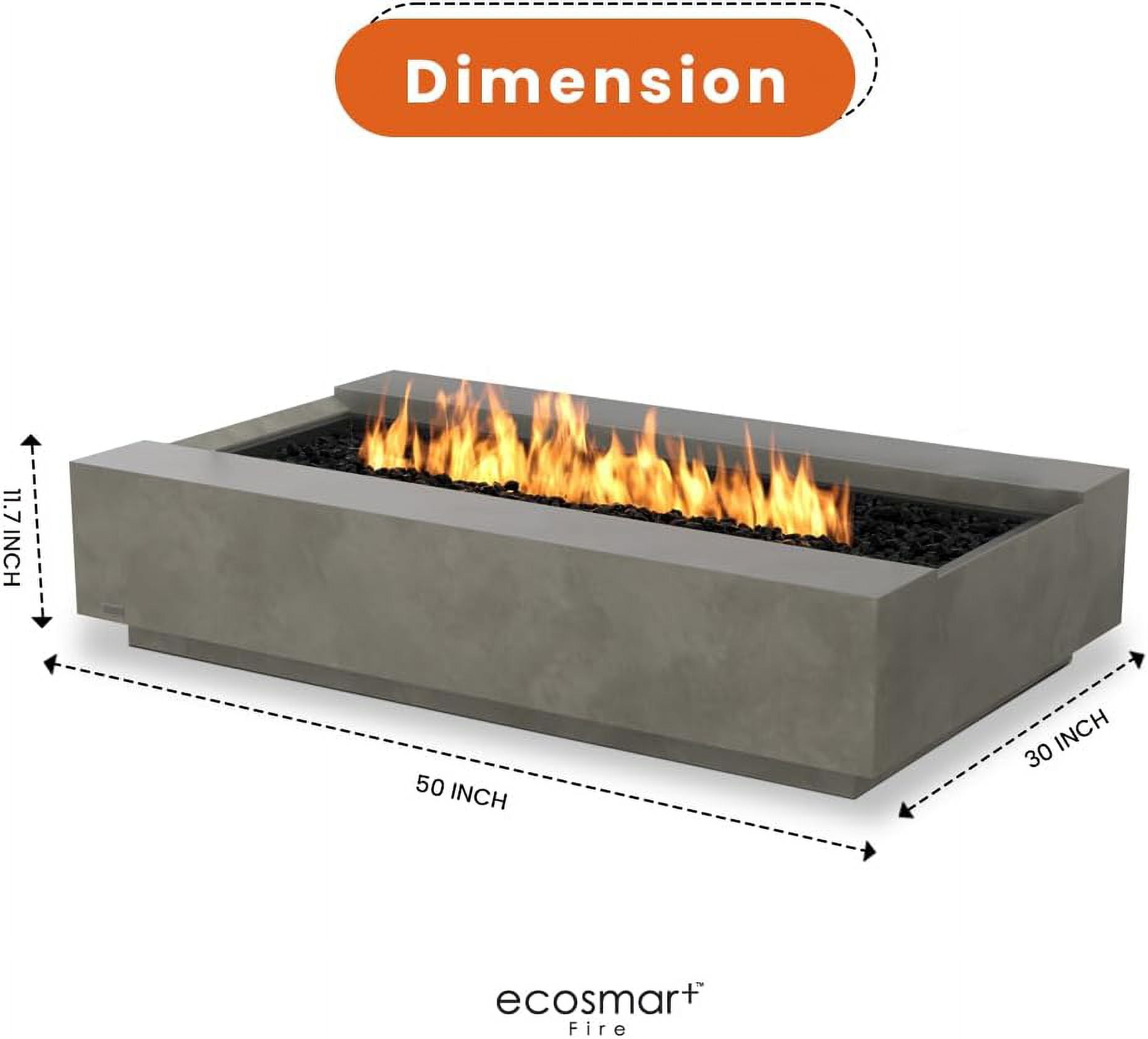 Ecosmart | Cosmo 50 Fire Pit Table | Natural Color | Stainless Steel Gas Burner | Elegant Curved Design with Versatile Wide Lip | Complements Any Decor and Setting