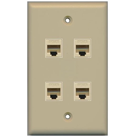 RiteAV - 4 Port Cat6 Ethernet Wall Plate - Ivory