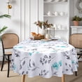 thumbnail image 3 of Teal Floral Tablecloth Oval, Watercolor Flower Table Cloth, Spring Summer Waterproof Table Cover, Wrinkle Free Tablecloth for Outdoor Dining Table Parties, Teal and Gray, 60x84 Inch Oval, 3 of 6