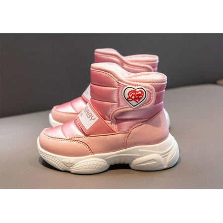

Snow Boots for Girls Boys Velcro Waterproof Fur Lined Non Slip for Toddler Winter Shoes Keep Warm