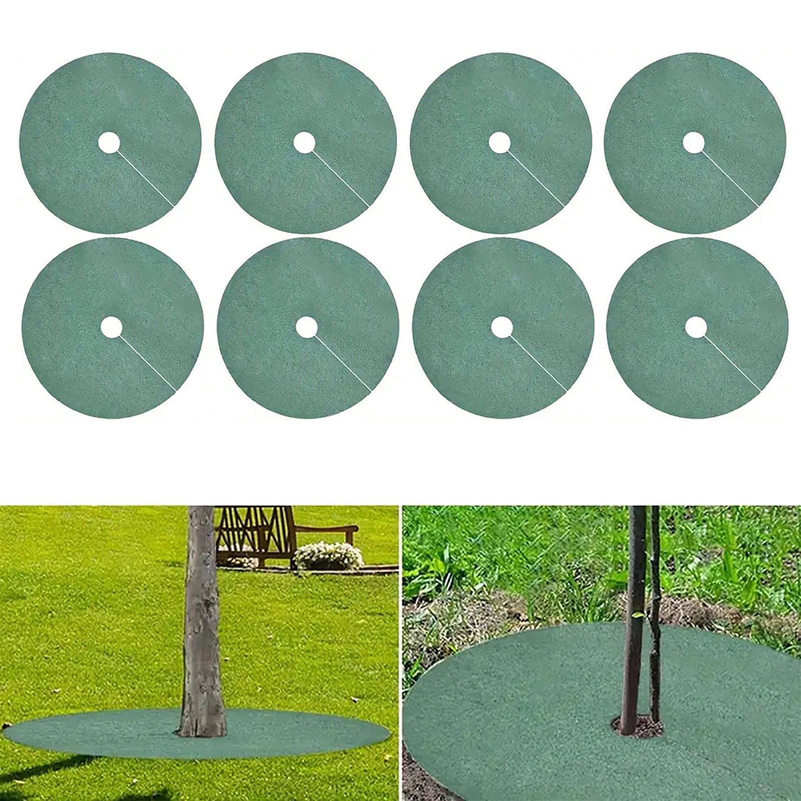 20.5 Inch Tree Mulch Ring Weed Barrier mat Used to inhibit Weed Growth With 24 Garden Stakes Reusable Non Woven Tree Ring Mulch Ring Tree Protector Mat