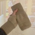 thumbnail image 1 of Guantes de medio Dedo de lana de visón suave para mujer, mitones de muñeca de punto de felpa blanca sólida, cálidos de lujo, sin dedos, escritura, Invierno, 1 of 5