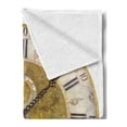 thumbnail image 2 of Clock Soft Flannel Fleece Throw Blanket, Vintage Theme a Seventeenth Century Ornamental Clock Face with Roman Numbers, Cozy Plush for Indoor and Outdoor Use, 60" x 80", Yellow and Black, by Ambesonne, 2 of 5