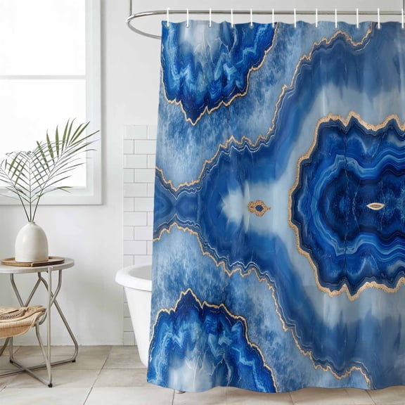 Blue Marble Waterproof Fabric Shower Curtain,Modern Luxury Granite Surface Motif Sketch Waterproof Fabric Shower Curtain for Bathroom Curtains Bathtubs Shower Curtains with 12 Hooks Small 36x72in