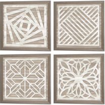 Great Art Now Geo Greige Deco by Cindy Jacobs 4 Piece Canvas Art Set Each 14"W x 14"H