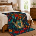 thumbnail image 6 of Vibrant Garden Watering Can Butterfly Digital Print, Rustic Botanical Portrait, Warm Flannel Blanket for Sunroom and Reading Nook, Garden Lovers decorative theme Gift, Rustic Home Decor, 6 of 7