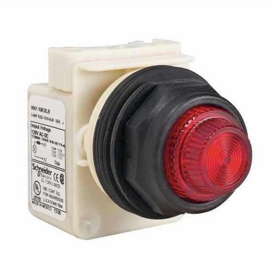 Schneider Electric Pilot Light, LED, Red, 120V, Fresnel Lens 9001SKP38LRR31