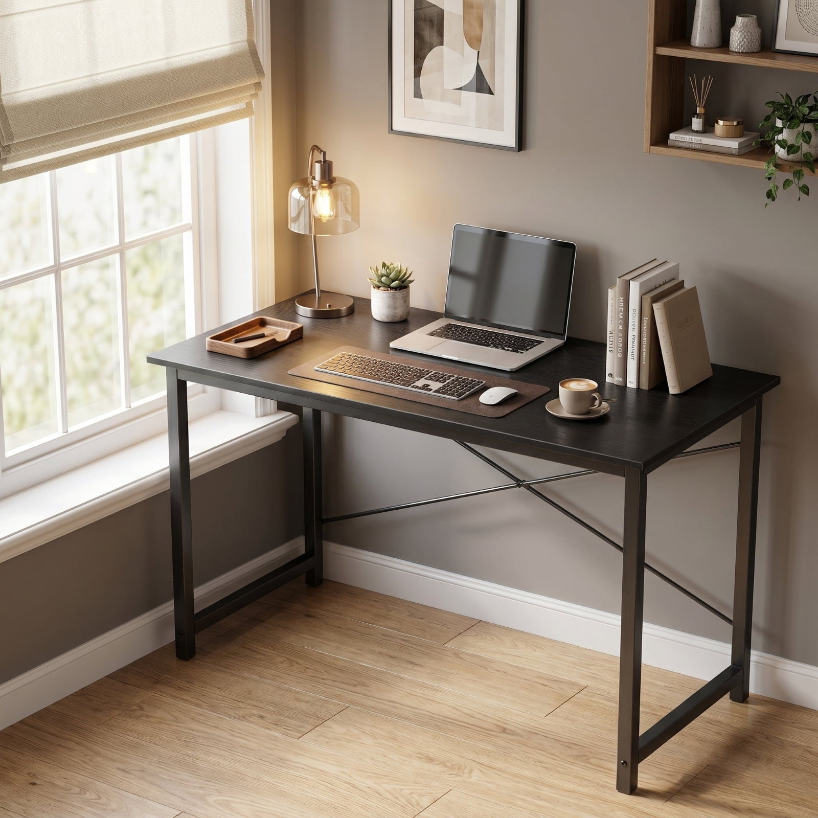 Kelno 44 Inch Computer Desk Home Office Writing Study Desk Gaming Table，Black