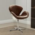 thumbnail image 2 of Top Grain Leather Accent Chair with Swivel, Brown & Silver, 2 of 2