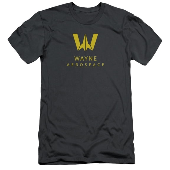 Justice League Movie Wayne Aerospace S/S Adult 30/1 T-Shirt Charcoal