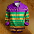 thumbnail image 2 of CONZONE Mardi Gras Men's Buttons Down Shirts Long Sleeve Shirts for Men Trendy Carnival Colorful Graphic Lapel Soft Lightweight Tops, 2 of 3