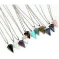 thumbnail image 3 of HOOUN Natural Gemstone Crystal Quartz Healing Pendulum Pendant Chakra Chain Necklace-10#lapis lazuli, 3 of 6