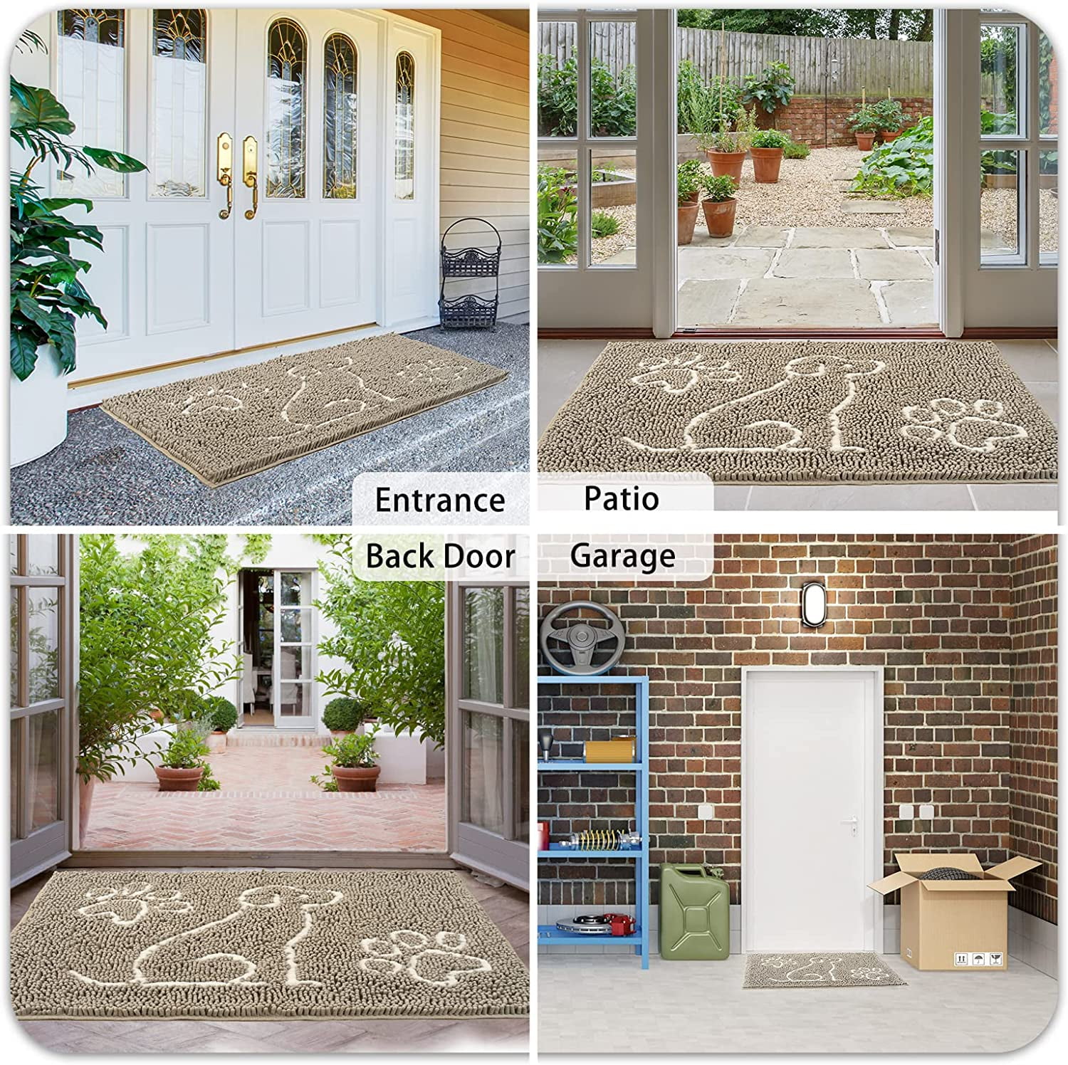 HOMEIDEAS Absorbent Chenille Door Mat Indoor, 36x60, Washable Dog Rug for  Muddy Shoes & Paws, Non Slip Inside Doormat for Entryway (Cute Two Paw