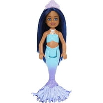 Mermaid Chelsea Barbie Doll with Blue Hair and Ombre Tail and Crown, Mermaid Toys