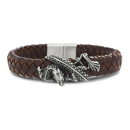Mens Dragon Brown Leather Bracelet Mens Dragon Brown Leather Bracelet